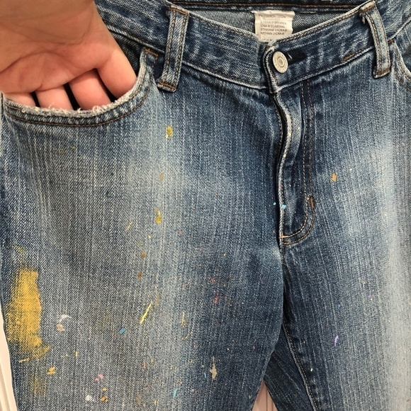 Vintage Y2K Gap Long and Lean Stretch Bootcut Denim Paint Splatter Jeans Sz 8R - Picture 6 of 15